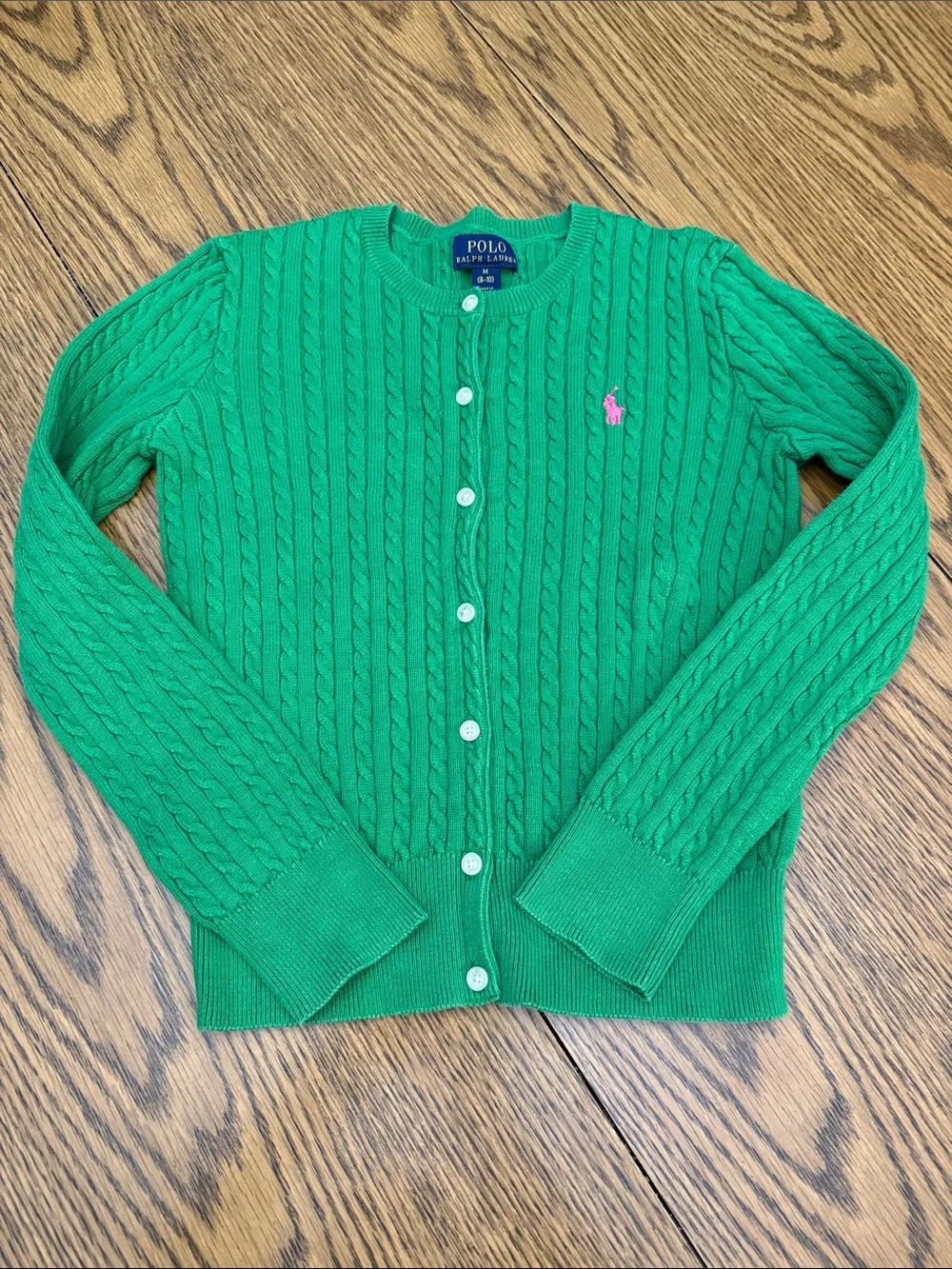 Polo by Ralph Lauren Emerald Green Cable-Knit Button Cardigan